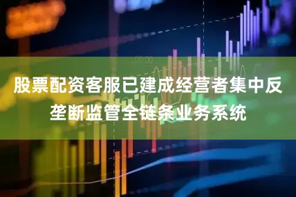 股票配资客服已建成经营者集中反垄断监管全链条业务系统